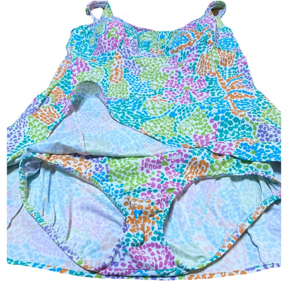 SEA WAVES Woman’s BATHING SUIT SZ 18 One Piece swimsuit White Colorful Modest - Picture 2 of 13